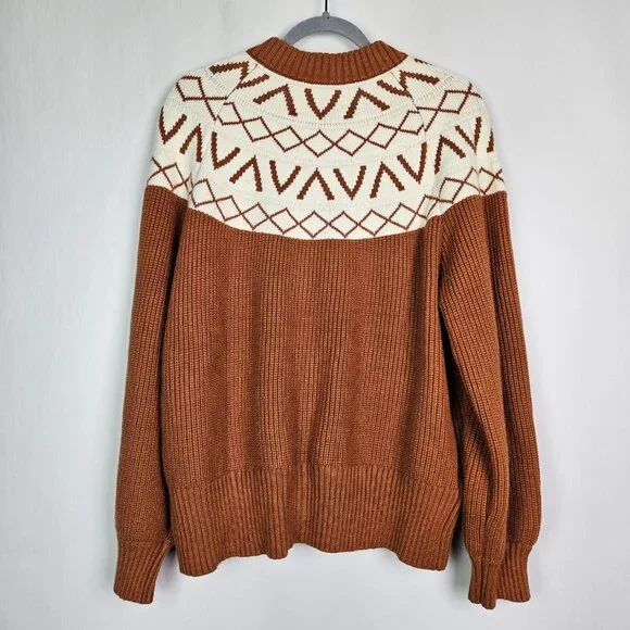 Varley Alys Fair Isle Knit Jacket Roasted Pecan M - Picture 8 of 8